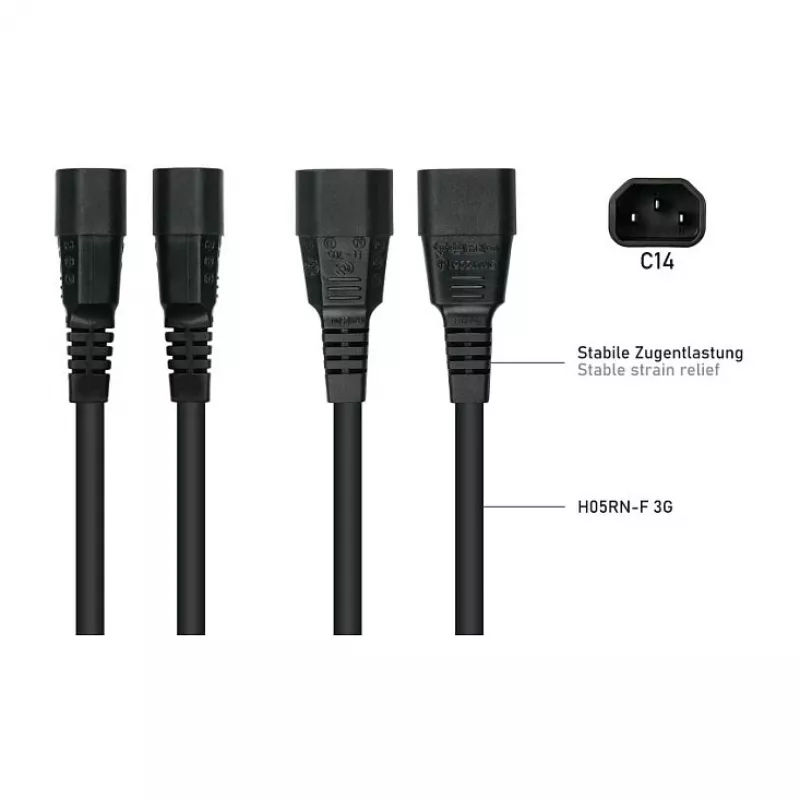 Kabelmeister SK1450-S050 IEC C14-C15 Power Cable 5m, 10A, 250V, Black
