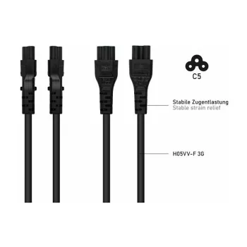 Kabelmeister SK6505-S018 AC Power Cable - Italian Type I Plug to IEC C5, Black, 1.8m