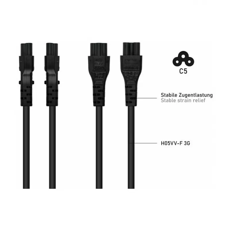 Kabelmeister SK6505-S018 AC Power Cable - Italian Type I Plug to IEC C5, Black, 1.8m