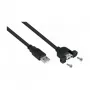 Kabelmeister USB 2.0 Extension Cable, Type-A Male to Panel Mount Type-A Female, 1m, Black