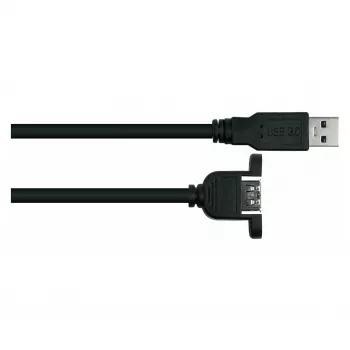 Kabelmeister USB 3.0 Extension Cable, Panel Mount, Type-A Male to Type-A Female, 0.3 m, Black, UL Certified