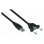 Kabelmeister USB 3.0 Panel Mount Extension Cable – Type-A Male to Female, 3m, Black (UL Certified)
