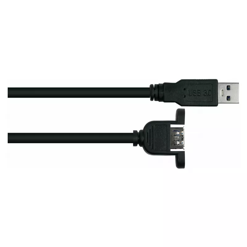 Kabelmeister USB 3.0 Panel Mount Extension Cable, USB-A Male to USB-A Female, 0.5 m, Black, UL Certified