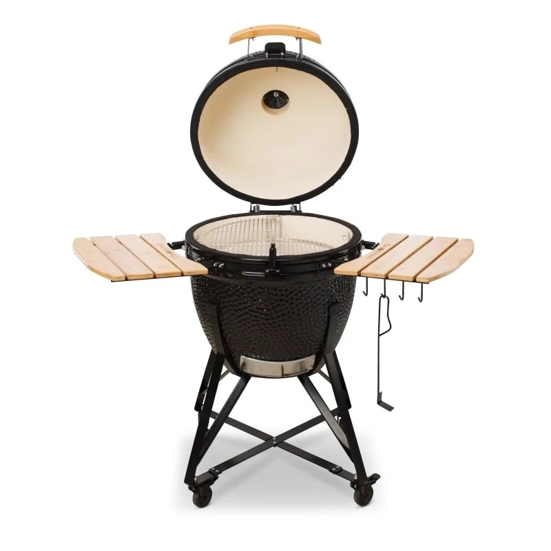 Kamado Bono Grande 23 inch Ceramic Charcoal Grill with Cart, Black