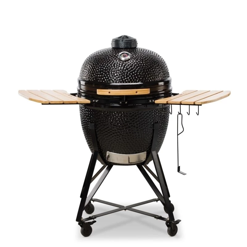 Kamado Bono Grande 23 inch Ceramic Charcoal Grill with Cart, Black
