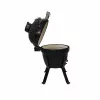 Kamado Bono Picnic Ceramic Grill 13 inch Kamado Barbecue Grill with Cart, Charcoal, Black