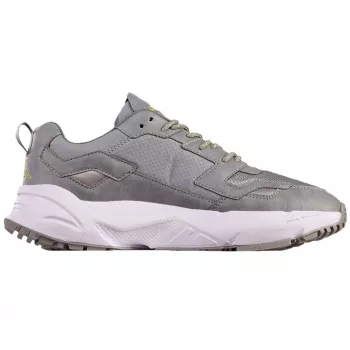 Kappa Turako 243377 1633 Children's Low-Top Sneakers with Double Velcro Straps, Grey/Blue/Lime
