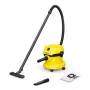 Kärcher WD 2 Plus V-12/4/18 Wet and Dry Vacuum Cleaner, 1000 W, 12 L Plastic Container, 180 Air Watt Suction, Blower Function, Fleece Filter Bag, 4 m Cable, 1.8 m Hose