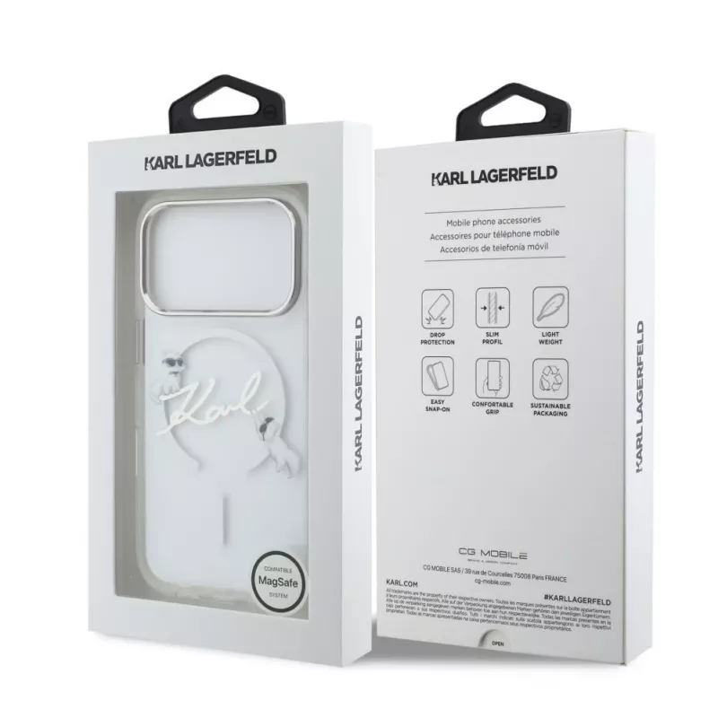 Karl Lagerfeld Apple iPhone 18 Pro Max HC MagSafe IML Clear Case with Karl Script Logo Transparent