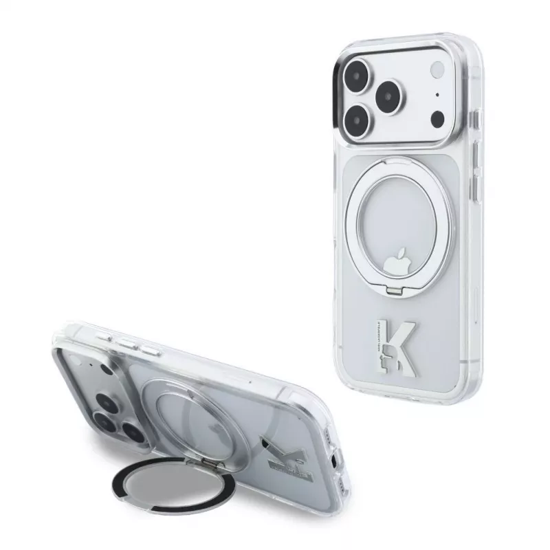 Karl Lagerfeld IML Ring Stand 360 Kameo Metal MagSafe Case for iPhone 18 Pro / 17 Pro - Transparent