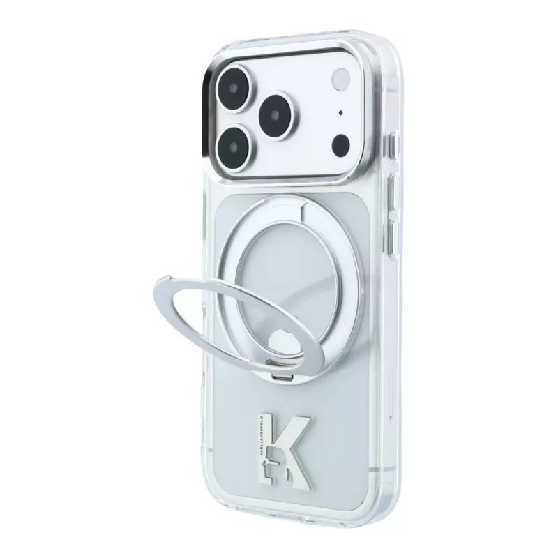 Karl Lagerfeld IML Ring Stand 360 Kameo Metal MagSafe Case for iPhone 18 Pro / 17 Pro - Transparent