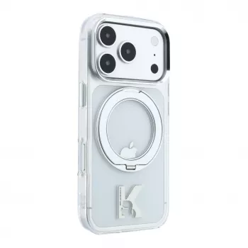 Karl Lagerfeld IML Ring Stand 360 Kameo Metal MagSafe Case for iPhone 18 Pro / 17 Pro - Transparent