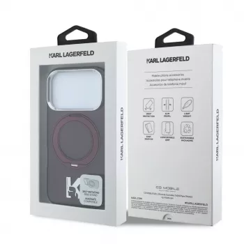 Karl Lagerfeld IML Ring Stand 360 Kameo Metal MagSafe Case for iPhone 18 Pro Max / 17 Pro Max Burgundy