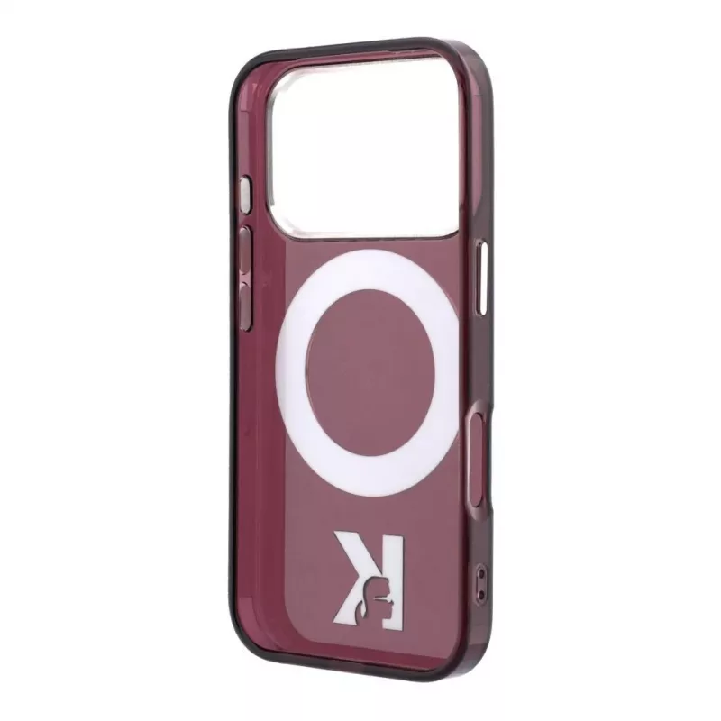 Karl Lagerfeld IML Ring Stand 360 Kameo Metal MagSafe Case for iPhone 18 Pro Max / 17 Pro Max Burgundy
