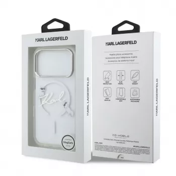 Karl Lagerfeld iPhone 15 Pro MagSafe Hard Case Transparent with Karl Script Logo