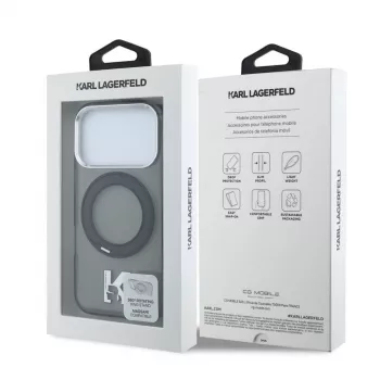 Karl Lagerfeld iPhone 18 Pro / 17 Pro MagSafe IML Ring Stand 360 Kameo Metal Case - Black