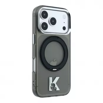 Karl Lagerfeld iPhone 18 Pro / 17 Pro MagSafe IML Ring Stand 360 Kameo Metal Case - Black