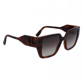 KARL LAGERFELD KL6098SN-240 Women's Square Acetate Sunglasses - Brown Havana Frame, Brown Gradient Lens - 52/19/140 mm