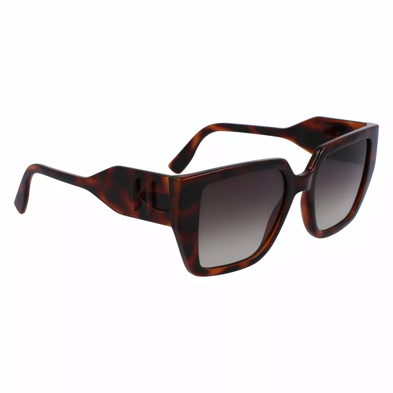 KARL LAGERFELD KL6098SN-240 Women's Square Acetate Sunglasses - Brown Havana Frame, Brown Gradient Lens - 52/19/140 mm