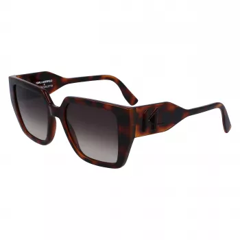 KARL LAGERFELD KL6098SN-240 Women's Square Acetate Sunglasses - Brown Havana Frame, Brown Gradient Lens - 52/19/140 mm