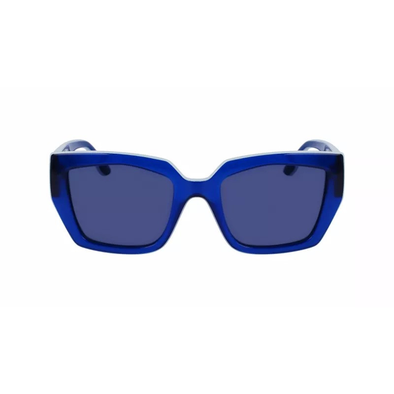 KARL LAGERFELD KL6143S-400 Women's Square Acetate Sunglasses, Dark Blue Frame, Grey Gradient Lens, 53mm