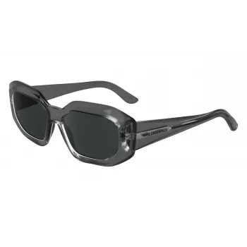 KARL LAGERFELD KL6167S-020 Women's Square Sunglasses - Black Acetate Frame, Grey Smoke Lens, 53mm