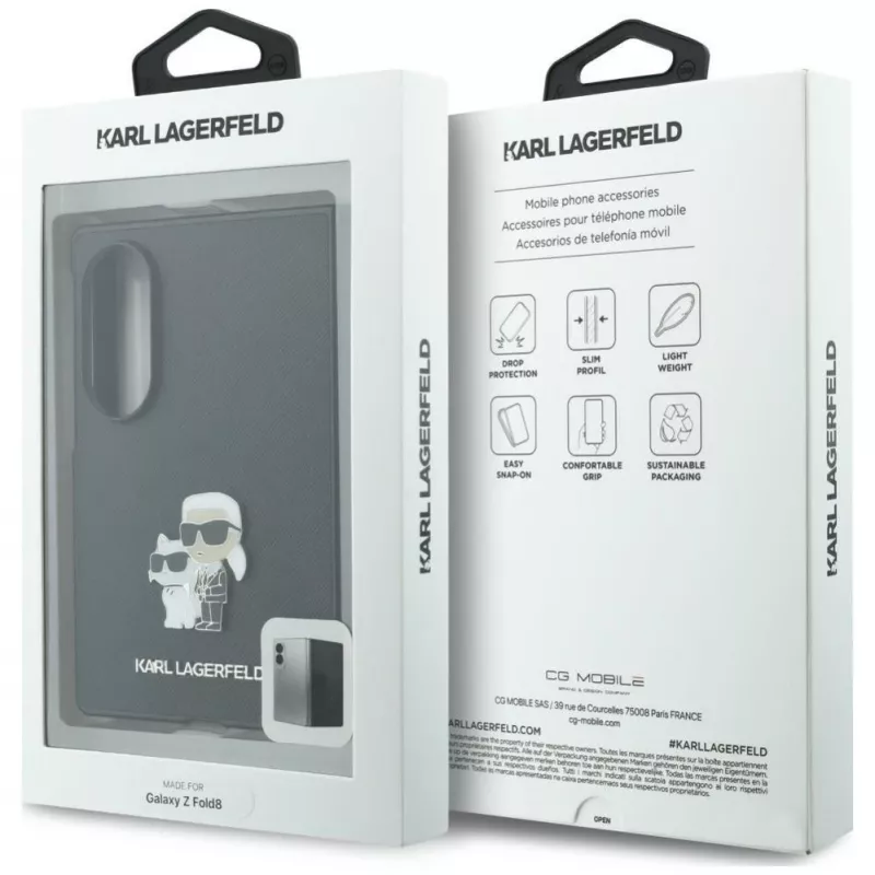Karl Lagerfeld PU Saffiano Karl and Choupette Case for Samsung Galaxy Z Fold8 Black