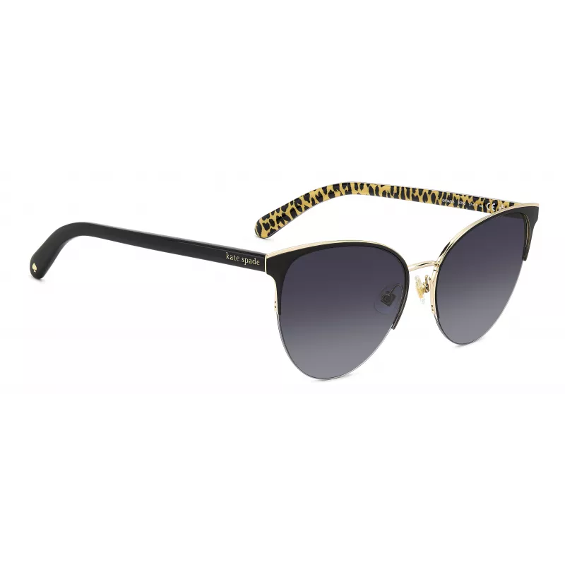 KATE SPADE Women's Izara Cat Eye Sunglasses IZARAGS807F79 - Black Acetate Frame, Grey Polycarbonate Lenses, 57mm