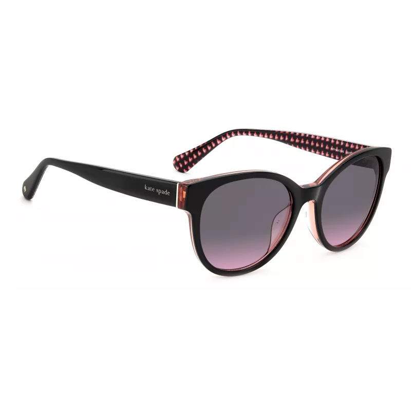KATE SPADE Women's Nathalie GS807 Sunglasses - Black Acetate Frame Grey Gradient Lens 55/17/140 mm