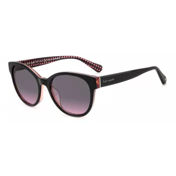 KATE SPADE Women's Nathalie GS807 Sunglasses - Black Acetate Frame Grey Gradient Lens 55/17/140 mm