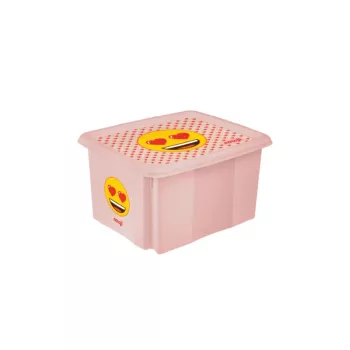keeeper Box with Lid 15L Karolina “Emoji Hearts” 38x29.5x20.5cm Pink