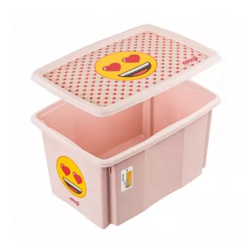keeeper Box with lid 45L Karolina “Emoji Hearts” 55.5x40x30cm pink
