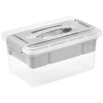keeeper Box with Lid and Organizer Henri 23x35x17cm 9L Light Gray/Transparent