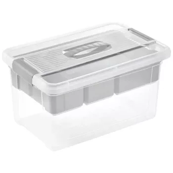 keeeper Box with Lid and Organizer Henri 29x41x20 cm 16 L Light Grey/Transparent