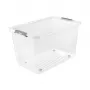 keeeper Box with Lid on Wheels clipbox Leo 59x38x35.5cm 56L Transparent