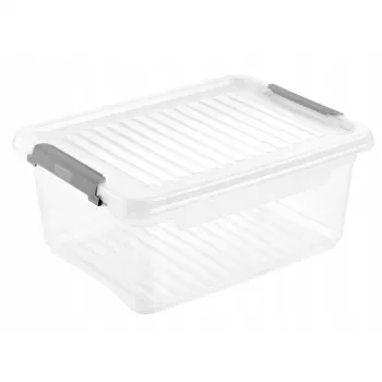 keeeper Clipbox Leonie Storage Box with Lid, 11.4 L, Transparent, Stackable, Food-Safe, BPA-Free, Clip Closure, 37.5 x 28.5 x 16 cm