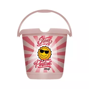 keeeper Deco Bucket 10L Ilvie Emoji Stay Positive, Nordic Pink, Round, PP, Ø30x28 cm