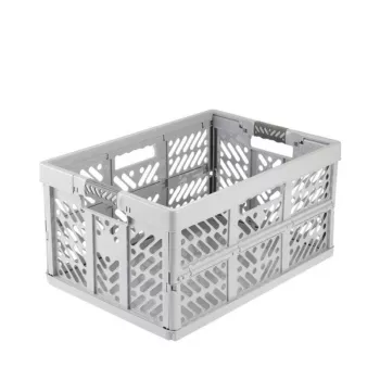 keeeper Folding Box ben 45 L Nordic Grey — Load Capacity up to 50 kg, Collapsible Storage Crate 54 x 37 x 28 cm