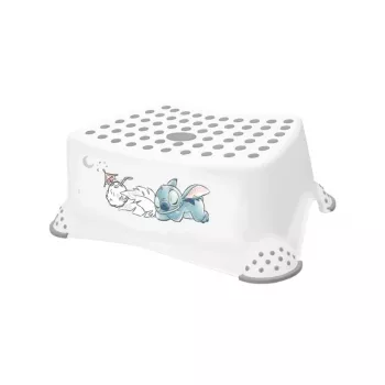 keeeper kids Step Stool Tomek Stitch, White with Print, 40.5 x 28.5 x 14 cm, Anti-Slip Surface and Rubberized Feet, Load Capacity 100 kg