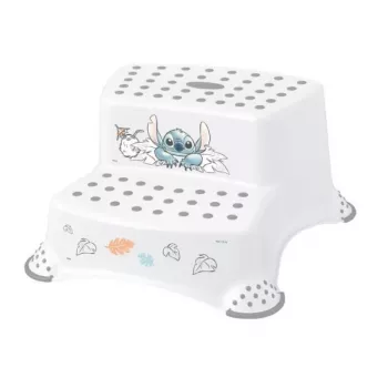 keeeper kids Two-Tier Step Stool Igor Stitch, White with Print, 120 kg Load Capacity, Anti-Slip Feet