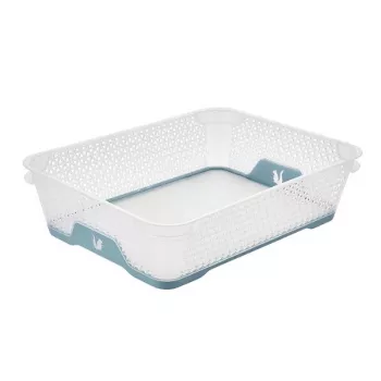 keeeper Mini Basket A5 Jonas with Non-Slip Base, Transparent/Blue, 26.5 x 20 x 7 cm