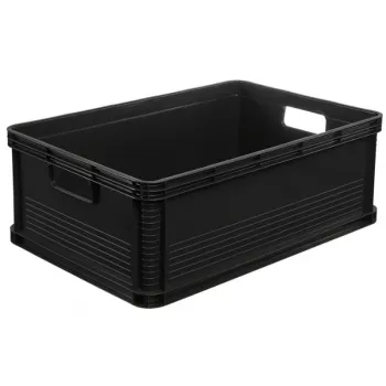 keeeper Robert 45L Graphite Transport Box, 30kg Load, 60x40x22cm, Stackable Euro Container with Lid