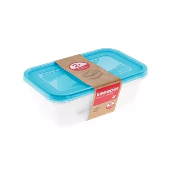 keeeper Set of 2 Rectangular Food Containers 3.3L Fredo Fresh Transparent/Light Blue