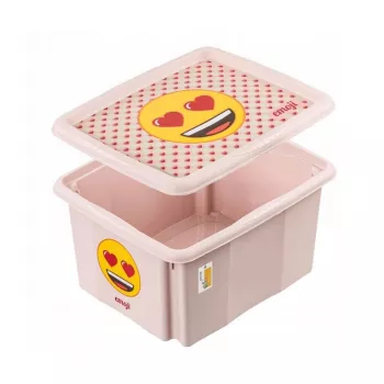 keeeper Storage Box with Lid 24L Karolina “Emoji Hearts” 42.5x35.5x22.5 cm Pink