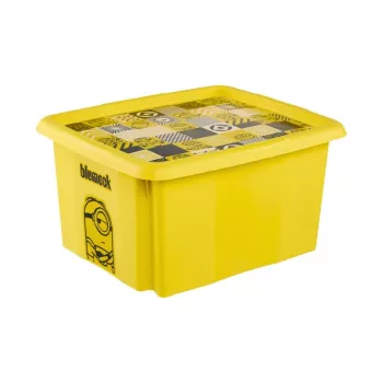 keeeper Storage Box with Lid 24L Karolina Minions Mosaic, 42.5 x 35.5 x 22.5 cm, Yellow