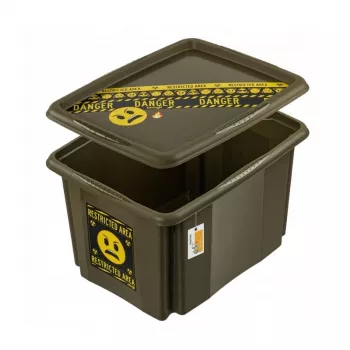 keeeper Storage Box with Lid 30L Karolina “Emoji Danger” 45x35x27cm Olive