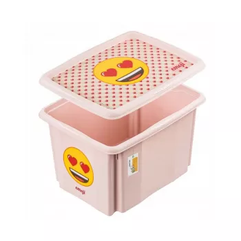 keeeper Storage Box with Lid 30L Karolina “Emoji Hearts” 45x35x27cm Pink