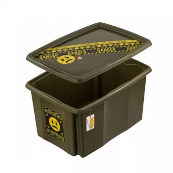 keeeper Storage Box with Lid 45L Karolina “Emoji Danger” Olive