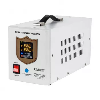 KEMOT PROsinus-1000 Emergency Power Supply Unit – Pure Sine Wave Inverter with 12V Charging Function, 230V, 1000VA/700W
