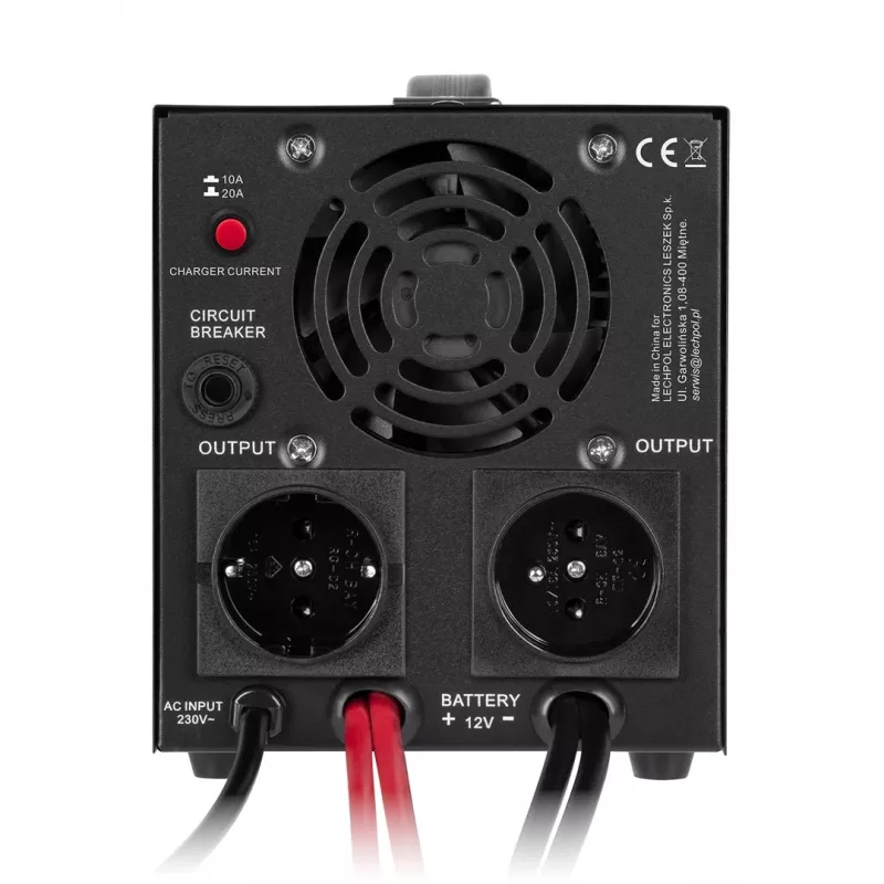 KEMOT PROsinus-1000 Pure Sine Wave UPS Inverter with Charger 12V 230V 1000VA/700W Black